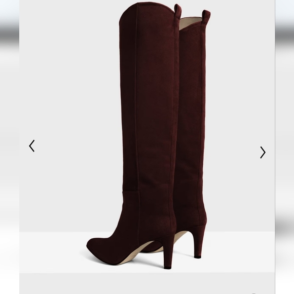 THEORY Tube Knee-High Boot in Suede in dark rust size US 8 - Picture 2 of 4
